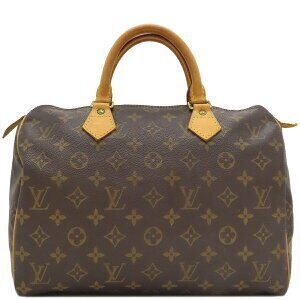Louis Vuitton Speedy Monogram Canvas Handbag Brown Boston Bag Key Padlock